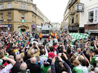 Play-off celebration bus tour of the town